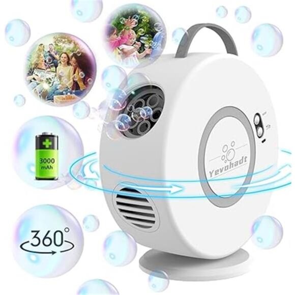 Bubble Machine for Kids Toddlers,Automatic Bubble Blower Rechargeable, 90° 360° - Picture 7 of 7